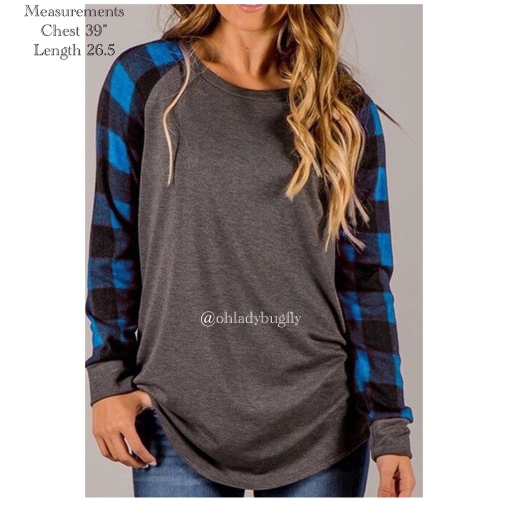 Cute Plaid Sleeve Tee Shirt